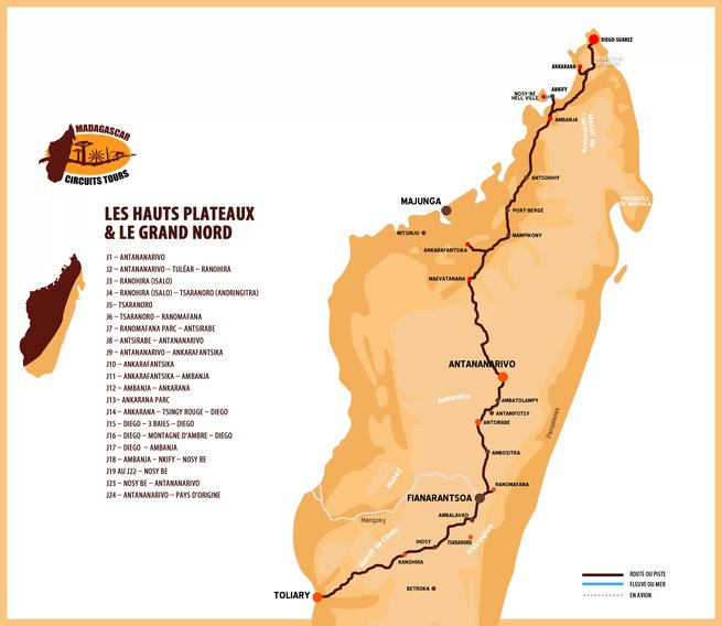 Carte Circuit Nord de Madagascar