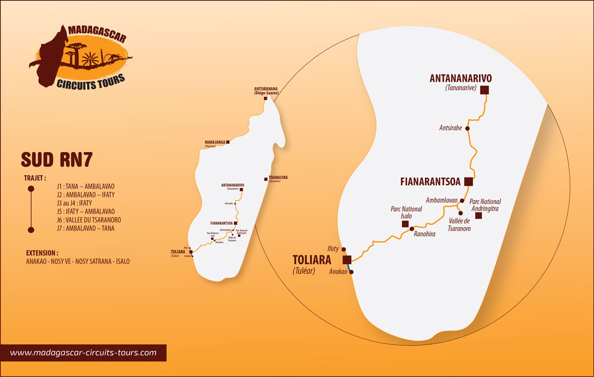 Trajet Sud RN7 carte